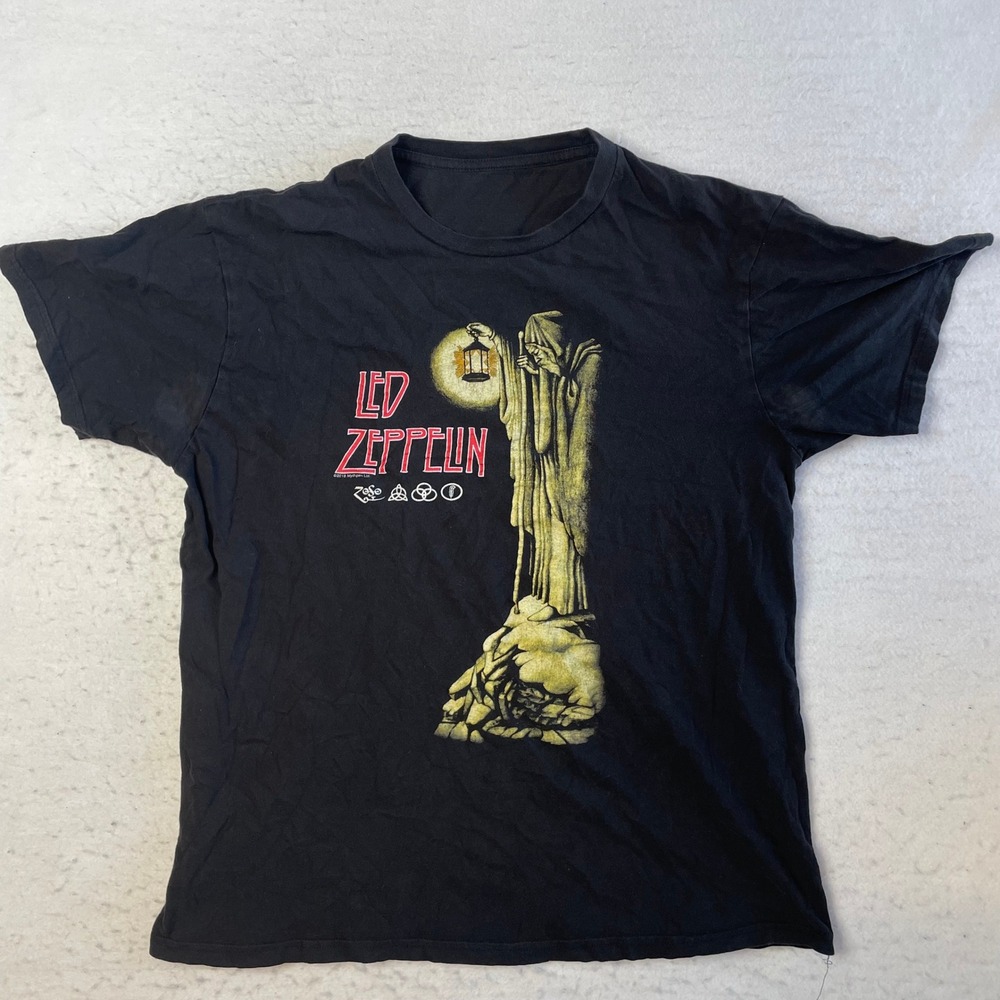 Led Zeppelin T Shirt Mens Large Black The Hermit Graphic Rock Band Tee